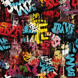 Fototapeta Młodzieżowe - Graffiti grunge funky artistic repeat pattern