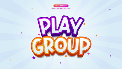 Poster - Play Group Vector Cute and Child Text Effect. Fully Editable Font and Text