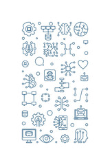 Poster - artificial intelligence vertical thin line banner - ai technology concept illustration