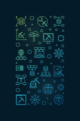Poster - Data Mining Technology concept vector outline vertical colored banner