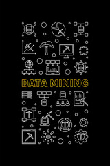 Poster - Data Mining Technology concept vector thin line vertical dark banner
