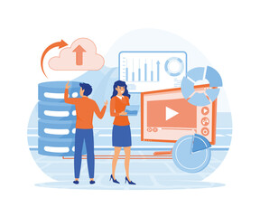 Poster - hosting provider web design concept with people characters. flat vector modern illustration