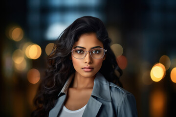 Wall Mural - Young and confident woman with eye glasses.