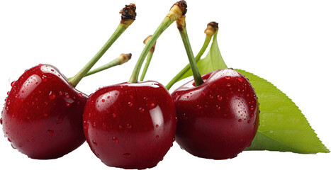 Cherries on transparent background.