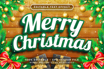 Poster - merry christmas 3d text effect and editable text effect with christmas background