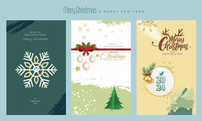 Wall Mural - merry christmas and happy new year design. set of vector illustrations for background, greeting card