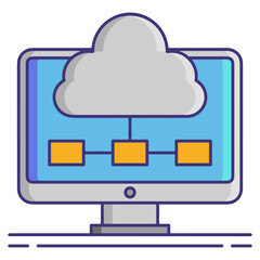 Cloud storage icon symbol vector image. Illustration of the database server hosting cloud system digital design image