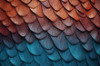 Material texture of muted iridescent scales, organic overlapping gradient hues