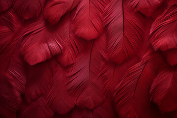 Wall Mural - Surface material texture of red feathers overlapping in a flat pile