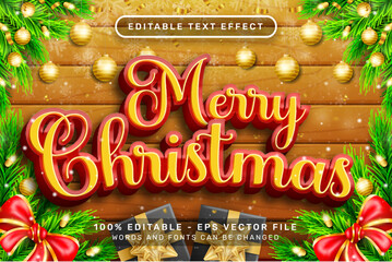 Poster - merry christmas 3d text effect and editable text effect with christmas background