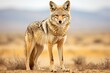 solitary coyote against plain backdrop. Generative AI