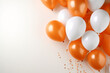 canvas print picture - orangene und weiße Ballons mit Platz für Text. Querformat. Generative Ai.