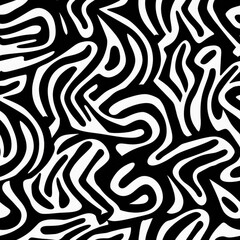 Wall Mural - Zentangle doodle abstract black and white repeat pattern