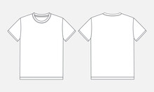 Short Sleeve Basic T Shirt Overall Technical Fashion Flat Sketch Vector Illustration Template Front And Back Views. Apparel Clothing Mock Up For Men's And Boys.
