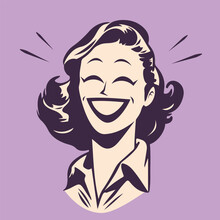 Funny Retro Cartoon Illustration Of A Smiling Woman