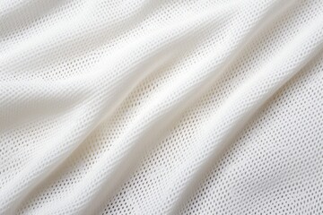 White color football jersey clothing fabric texture sports wear background, close up.