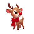 Rudolph red nose 3D character isolated on white background