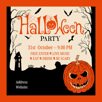 Halloween party promotion social media banner template design