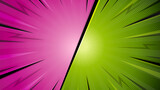 Fototapeta Młodzieżowe - Pink and green comic style background with lightning and halftone effect. Flat versus comic style background. Before and after background template.