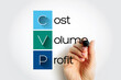 © dizain - CVP Cost Volume Profit - managerial economics, form of cost accounting, acronym text with marker