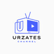 u letter mark channel television tv logo vector icon illustration