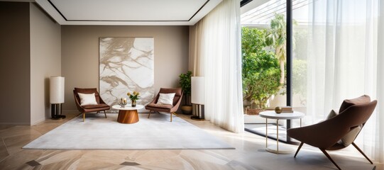 Poster - Living room in a single-family house, with modern decoration, two armchairs,