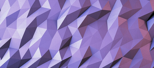 Poster - Creative wide purple geometric background. Landing page concept. 3D Rendering.