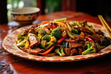 Poster - Seitan Stir-Fry: A Delicious Vegan Dinner Brimming with Protein, Featuring Seitan, Tofu, and a Medley of Vegetables, All Perfectly Balanced.




