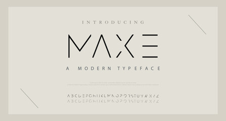 Wall Mural - MAXE Minimal font creative modern alphabet. Typography  regular and number. minimalist style fonts set. vector illustration