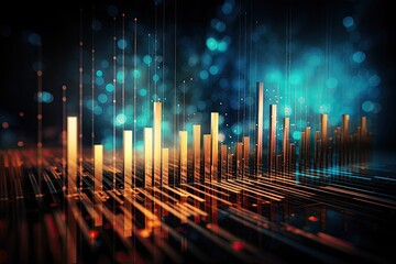 Poster - 3d rendering of stock market chart on digital background. mixed media, financial stock market graph 