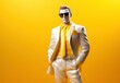© Ziyasier - Shinny Business Man with yellow suit dress iHandsome man in modern style yellow background, half body portrait
