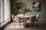 Fototapeta Lawenda - Modern kitchen interior design. Minimalistic style with wooden texture