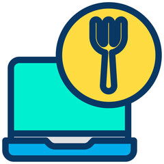 Wall Mural - Lineal color Laptop Food icon