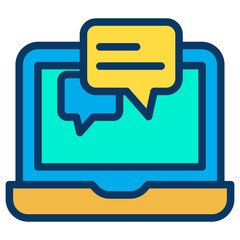 Wall Mural - Lineal color Laptop Chat icon