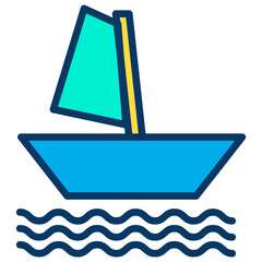 Wall Mural - Lineal color Sailboat icon