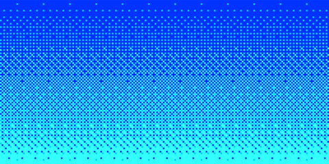 Fading blue sky pixel texture with dithering. Halftone gradient background. Vector illustration