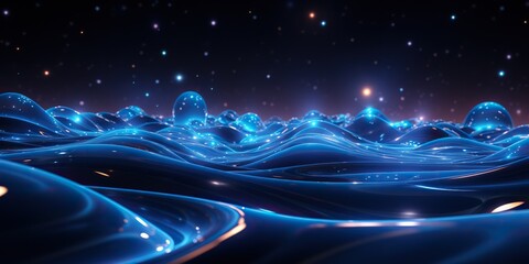 Wall Mural - AI Generated. AI Generative. Abstract blue waves decoration background. Can be used for web or graphic template