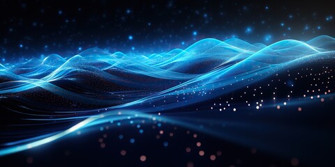 Wall Mural - AI Generated. AI Generative. Abstract blue waves decoration background. Can be used for web or graphic template