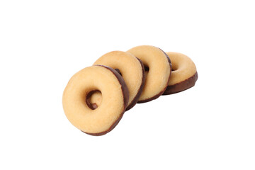 Wall Mural - PNG chocolate donuts isolated on white background.