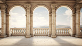 Fototapeta  - colonnade arch classical architecture 3d rendering white 