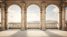 Colonnade Arch Classical Architecture 3d Rendering White 
