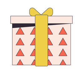 Poster - cute decorative birthday present flat line color isolated vector object. giftbox. giving prize. edit