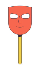 Poster - Anonymous mask on stick gloats flat line color isolated vector object. Masquerade. Editable clip art image on white background. Simple outline cartoon spot illustration for web design