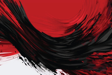 Red and black color grunge abstract brush stroke background. 3d background