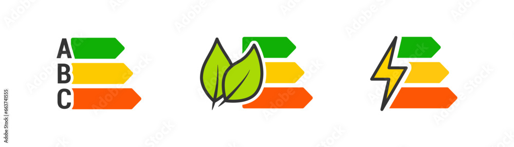 Energy efficiency rating icon. Energy eco saving class symbol ...