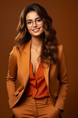 Poster - Woman wearing glasses and blazer smiling at the camera.