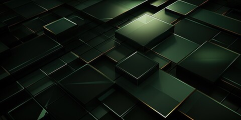 Poster - dark olive green abstract modern background for design. geometric shapes, triangles, squares, rectan