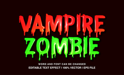 Wall Mural - Vampire zombie editable text effect template, 3d cartoon glossy font style typeface. premium vector