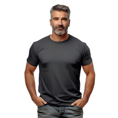 Wall Mural - Caucasian man in gray t-shirt, on transparent background, white man, png file, isolated, white background with generative ai