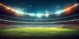 Fototapeta Fototapety sport - a large football stadium with bright lights at night. generative AI